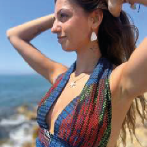 Wolof Top azul punteado